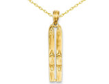 14K Yellow Gold Snow Skis Pendant Necklace with Chain